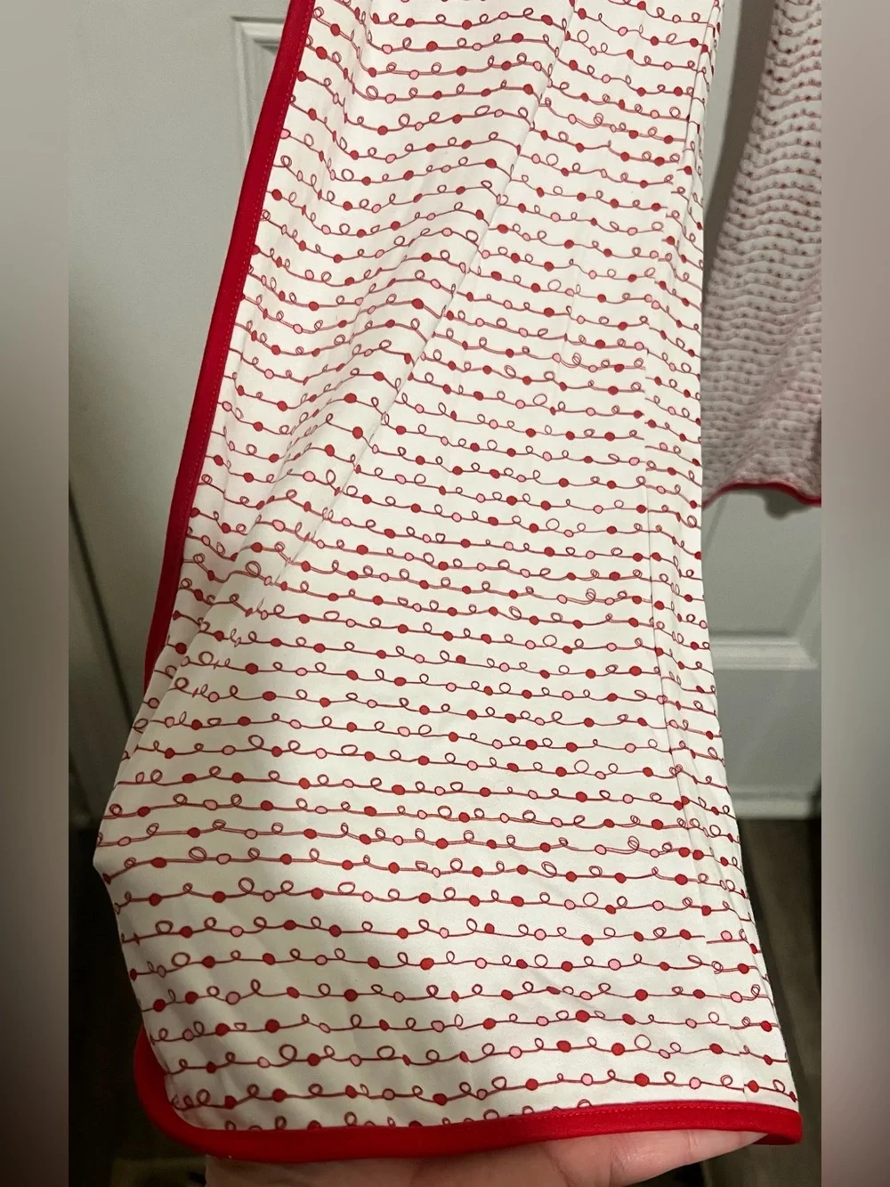 Lake 100%  Cotton  Set Pajamas Loungewear Red Garland White Striped  Sz Small